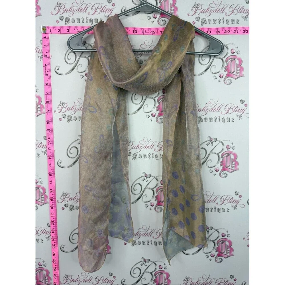 Lightweight Sheer Polka Dot Scarf in Taupe and Lavender
